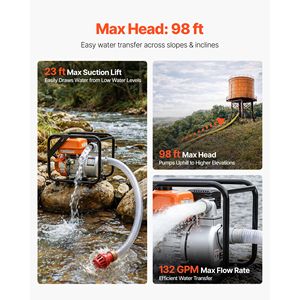 Pompa per Trasferimento Acque Reflue a Benzina 132 GPM 7HP con Motore Portatile e Tubo di Scarico da 25 Piedi per Irrigazione Agricola - Product Image 3