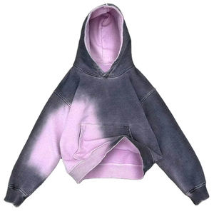 Sudadera con Capucha para Hombre Estilo Hip Hop Y2K con Lavado Ácido Degradado, Sudadera Desgastada con Bolsillos y Bordados Personalizable - Product Image 2