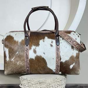 Nueva Llegada, Bolsos de Viaje de Cuero Repujado con Pelo Natural, Bolsos de Fin de Semana de Gran Capacidad, Alta Calidad, Gran Venta, Unisex - Product Image 4