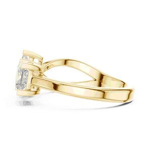 Toi Et Moi 18K Solid Gold <b>Twin</b> Princess Cut Lab grown Diamond Unisex Engagement Ring E Color Four Prong Bypass Band - Product Image 2