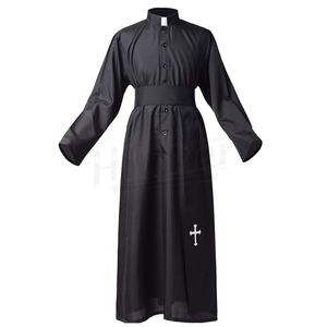 Soutane de prêtre personnalisée noire à manches longues en polyester brodé, style européen, uniforme de clergé toutes saisons, haute qualité, OEM - Product Image 3