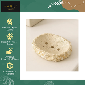 Vente flash - Accessoires de bain modernes et écologiques - Porte-savon en marbre naturel, pierre de travertin brute, fait main, porte-savon de luxe pour salle de bain - Product Image 2