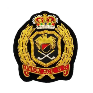 Badges brodés à la main sur mesure, couronne, laurier, écusson, décoratifs de qualité supérieure, à coudre, avec taille OEM, fabriqués au Pakistan - Product Image 2