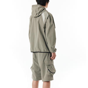 Custom 2-Piece Winter Casual Windbreaker Zip-Up <b>Jacket</b> & Shorts Set Waterproof Polyester/Cotton - Product Image 2
