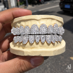 Aarva Jewels Grillz dentaire personnalisé en or rose et moissanite, entièrement serti, amovible, bijoux hip-hop - Product Image 2
