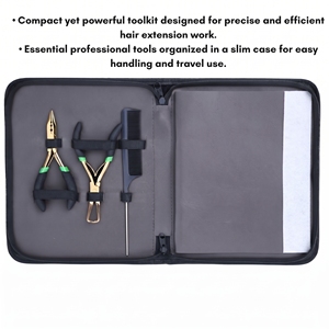 Kit de herramientas para extensiones de cabello de salón: Alicates para puntas I, Cuentas de silicona, Tijeras para separar cabello, Anillos de separación, Clips, Peine de cola - Product Image 6