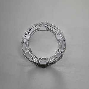 925 Sterling Silver Unisex Lab Grown Diamond Vintage IGI Certified VVS2 Brilliant Cut <b>D</b> Color Wedding Band Ring for Gift Party - Product Image 3