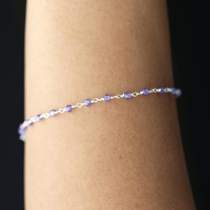 Delicada pulsera de amatista en bruto con cadena de oro de 14 quilates y plata de ley 925, joyería fina con piedras preciosas, regalo para mujer - Product Image 6