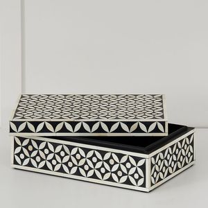 Bone Inlay Keepsake Jewelry Box Traditional Handcrafted <b>Storage</b> <b>Chest</b> for Necklaces Earrings Rings Bracelets and Gifts - Product Image 1