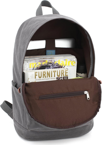 Minimalist <b>Canvas</b> <b>Backpack</b> Gray Unisex Softback Daily Use Durable Zipper Closure Arcuate Shoulder Strap - Product Image 2