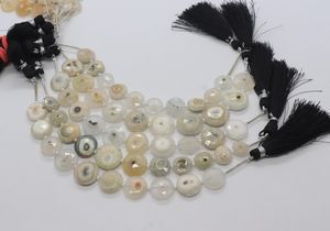 Perles fantaisie en quartz solaire naturel, facettées des deux côtés, forme de pièce de monnaie, 12-14 mm, perles de pierres précieuses en quartz solaire pour la création de bijoux - Product Image 5