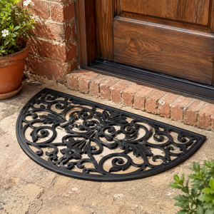High Quality Modern Wrought Iron Design <b>Rubber</b> Door Mats 40x60cm Floral Pattern Tufted Non-Slip Backing Washable <b>Flooring</b> Home - Product Image 3