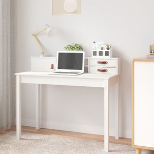 Escritorio para computadora de madera de pino maciza y cuero sintético (100% poliuretano) Escritorio blanco - Product Image 1