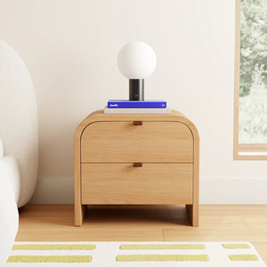 Mesita de Noche Moderna de Madera Estilo Escandinavo con 2 Cajones, Mueble de Dormitorio de Lujo, Hecho a Mano, Resistente - Product Image 2