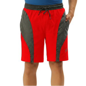 Shorts Bermuda pour homme, noir et gris, à blocs de couleur, séchage rapide, avec cordon de serrage et poches, coupe décontractée - Product Image 4