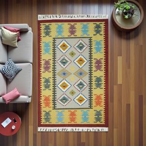 Tapis Kilim Fait Main en Laine/Soie, Design Géométrique Moderne, Écologique, Antidérapant, Durable, Tissage Plat - Product Image 6