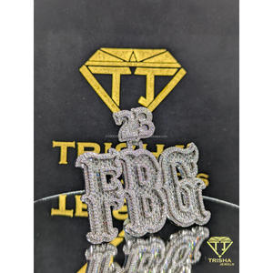 Luxury Custom "FBG" <b>Letter</b> Pendant Iced Out VVS Moissanite Diamonds in 925 Sterling Silver Hip Hop Jewelry By Trisha Jewels - Product Image 2