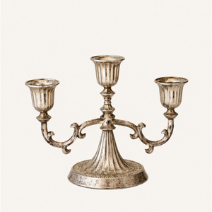Candelabro de Metal Vintage de 3 Brazos Plateado al por Mayor, Centro de Mesa para Bodas, Candelabro para Eventos, Fiestas y Decoración de Hoteles - Product Image 5