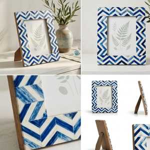 Elarovia Luxe Abstract Resin <b>Frame</b> Contemporary Handmade <b>Picture</b> Display with Distinctive Black & <b>White</b> Mosaic Pattern, Custom - Product Image 2