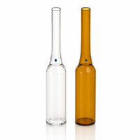 Ampoules en verre transparent bleu ambre, disponibles en plusieurs tailles, flacons en verre vides pour le stockage de liquides, vendus en gros.