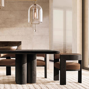 Sillas de Comedor Modernas Cordoba, Madera de Teca Sólida, Ratán Tejido, Acabado Natural, Tapicería de Lino Impermeable para Casa o Apartamento - Product Image 4