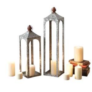 Juego de Faroles de Metal Galvanizado Estilo Rústico para Interiores y Exteriores, Portavelas Decorativo para el Hogar y Eventos, en Oferta - Product Image 1