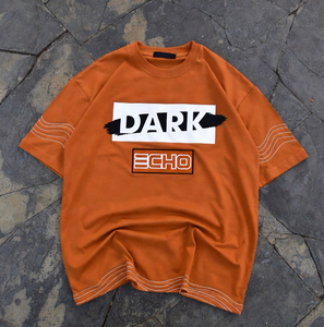 เสื้อยืดคอกลมแขนสั้นโอเวอร์ไซส์ Dark Echo ผ้าฝ้ายสำหรับผู้ชาย สไตล์สตรีท ผ้าเจอร์ซีย์ถัก ระบายอากาศได้ดี แห้งเร็ว เป็นมิตรกับสิ่งแวดล้อม - Product Image 3