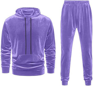 Ensemble de survêtement en velours doux de qualité supérieure pour homme, veste à capuche et pantalon de jogging, ensemble deux pièces respirant en velours moderne, vente en gros - Product Image 1
