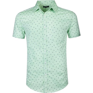 Camisa de vestir de manga corta de corte regular para hombre, camisa informal con botones y estampado único para verano, vacaciones, playa y uso diario - Product Image 4