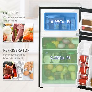 Mini Frigorifero Nero da 3,2 Cu.Ft con Doppia Porta, Design Freezer Superiore, Raffreddamento Diretto, Termostato Regolabile, Porta Reversibile, Nuovo - Product Image 4