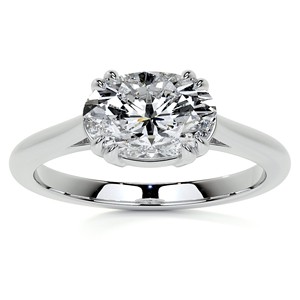 East To West Oval Cut VVS1 Moissanite <b>Ring</b> Double Claw Prong Engagement <b>Ring</b> 10K Solid White Gold Wedding <b>Statement</b> <b>Ring</b> For Her - Product Image 1