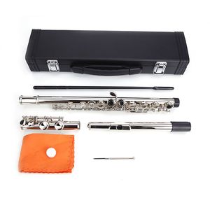 Flauto da Concerto in Do Placcato in Nichel, Materiale in Ottone con Design a Fori Aperti, Colore Argento - Product Image 1