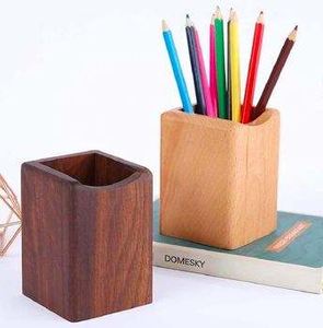 Portalápices de madera para la escuela u oficina, organizador de lápices, contenedor de almacenamiento de lápices de madera, artesanía natural. - Product Image 3