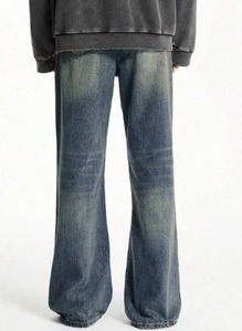 Jean décontracté ample à jambe large pour homme, taille mi-haute, en denim de coton déchiré, écologique, lavable, résistant à la décoloration, multi-saisons, en stock - Product Image 5