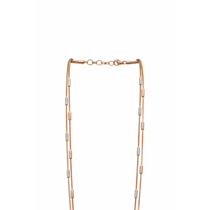 Collar de Cadena de Doble Capa Bicolor con Detalles de Barra, Elegante Joyería de Compromiso para Mujer - Product Image 2