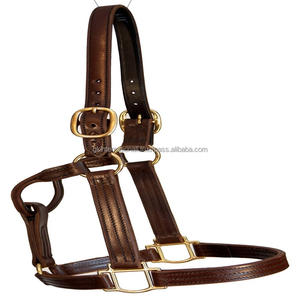 Double Ply Triple Stitched réglable 100% English Saddle cuir cheval licou avec raccord en laiton robuste - Product Image 6