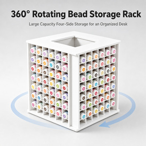 Boîte de rangement de perles Hama en <span class=keywords><strong>plastique</strong></span> écologique pour bureau, avec séparateurs pour bouteilles et pots de 30 ml, organisateur rotatif multi-niveaux 240 compartiments - Product Image 2