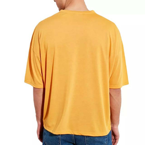 Wholesale Men's <b>Plain</b> <b>T</b> <b>Shirts</b> Custom Embroidery Front Printing 100% Cotton Casual Blank <b>Yellow</b> Color Short Sleeve Summer Wear - Product Image 4