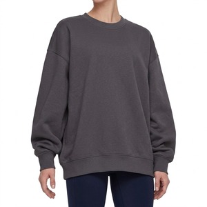 Sudadera Oversize de Cuello Redondo para Mujer, Verde Sólido, Hombros Caídos, Manga Larga, Algodón, Ropa de Otoño, Deportiva, con Capucha - Product Image 3