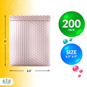 Buste Imbottite Metallizzate Oro Rosa 6,5 X 9 Pollici, Confezione da 200, in Foglio di Alluminio e Polietilene, Buste Resistenti per Spedizioni - Product Image 2