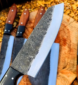 Custom Forged Damascus Steel Chef <b>Knife</b> <b>Set</b> Butcher Cleaver Ambidextrous Handle Leather Sheath-Pasha Enterprises Kitchen <b>Knives</b> - Product Image 4