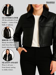 Veste en cuir pour femme, design tendance, veste unie en cuir pour femmes et filles, veste avec logo personnalisé OEM - Product Image 5