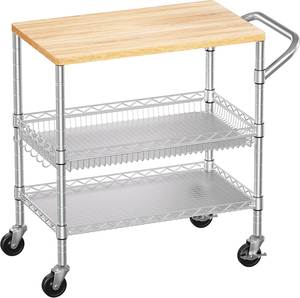 Iron Kitchen <b>Trolley</b> With Durable Rolling Wheels And Multipurpose <b>Storage</b> Shelves For Residential Kitchen Organization - Product Image 4