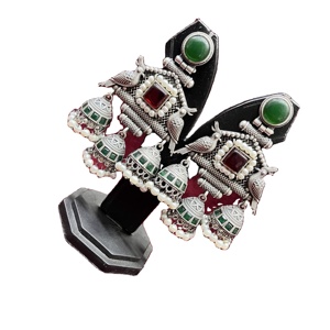 Indian Origin Oxidised <b>Silver</b> Banjara Jhumka <b>Earrings</b> Stylish Long Design for Traditional & Festive Looks Fashion Jewelry Sets - Product Image 6