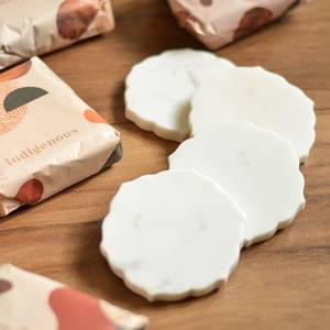 Luxury <b>White</b> Marble & Acacia Wood <b>Coaster</b> Set | Custom Logo | Wholesale Manufacturer - Product Image 4