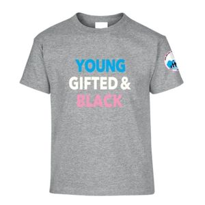 เสื้อยืดแขนสั้นลายกราฟิกสำหรับเด็ก Heather Grey Youth พร้อมลายพิมพ์ตัวอักษรสีดำ คอกลม สวมใส่สบาย น้ำหนักเบา เหมาะสำหรับทุกวัน - Product Image 1