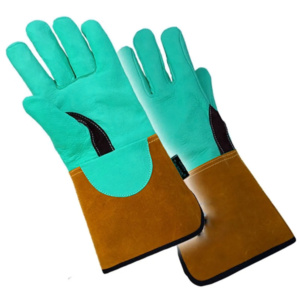 Reinforced Cowhide Grain & Split Leather Tig Welding Gloves CE Certified <b>Fire</b> Proof Anti-Slip Industrial Safety Heavy Duty Glove - Product Image 5