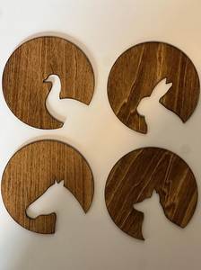 Posavasos Redondos de Madera con Diseño de Silueta de Animales, 300 mm, Antideslizantes, Estilo Moderno - Product Image 1