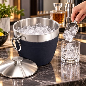 Cubo de Hielo de Acero Inoxidable de Primera Calidad, Ecológico y Duradero, con Tapa de Clip, para Bebidas, Almacenamiento de Cerveza, Regalo Metálico para Bodas y Fiestas - Product Image 1