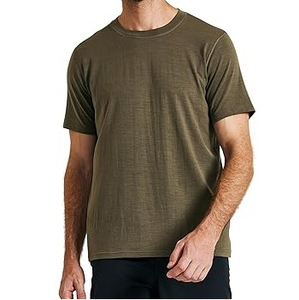 Men's Olive Green <b>Short</b> Sleeve T-Shirt O-Neck Casual 100% Cotton Jersey Solid Color Regular Fit - Product Image 1
